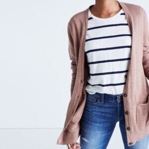Madewell NEW Graduate Cardigan Rosewood Pink Cotton Long Fitted Size XXS NWT